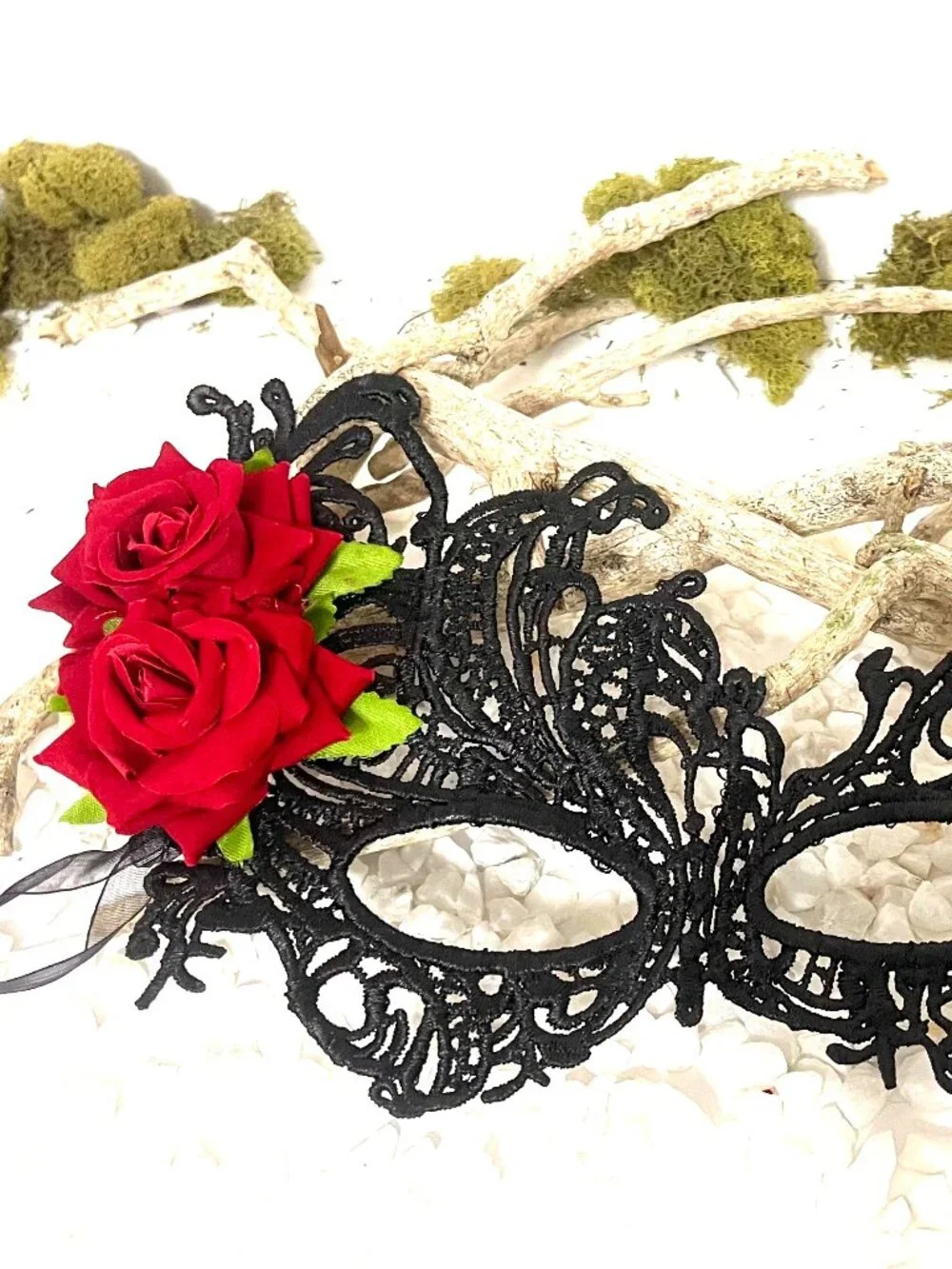 Black lace Rose mask for Women with ribbons. NEW ITEM.